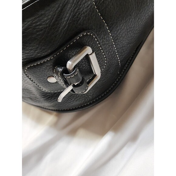 Levenger Black Leather Backpack Day One Shoulder Bag Sling Swing Pack Saddle Bag - Picture 5 of 16